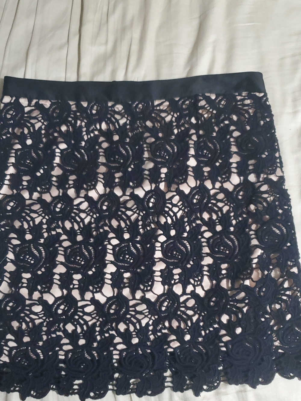 Will Smith Black Lace Overlay Skirt with Nude Underlay